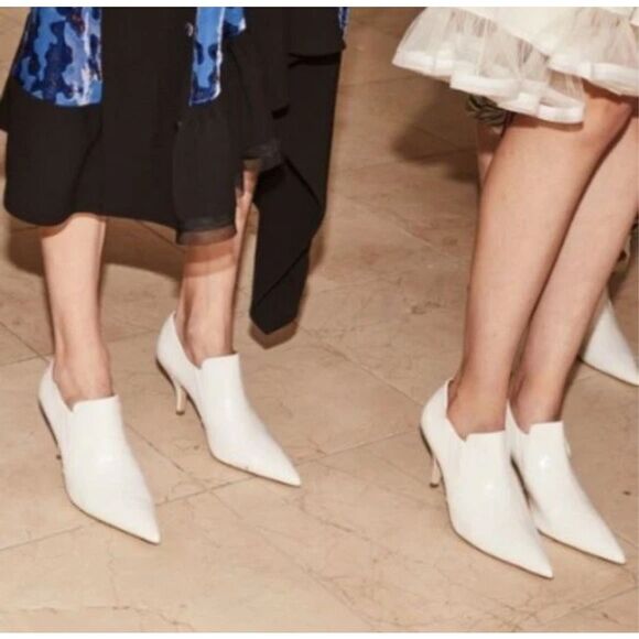 Tory Burch Georgina Patent Ankle Bootie in White - Picture 1 of 7
